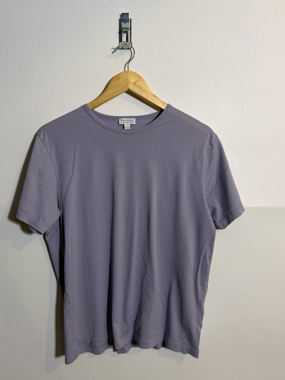 Sunspel Classic T-Shirt Men’s L Short-Sleeve Crew Tee in Purple